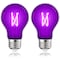 Luxrite A19 LED Edison Purple Light Bulbs 4.5W 60W Equivalent Clear Glass E26 Base, 2PK LR21721-2PK - alternate 1